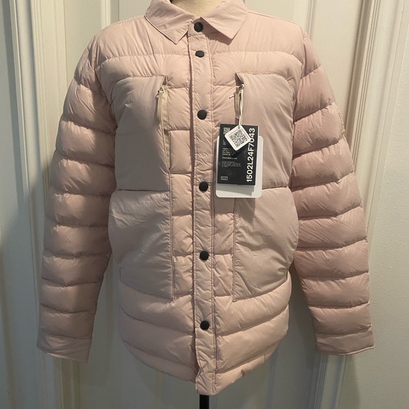 Obermeyer Down Explorer Shirt Jacket Cement Beige NEW small men’s, medium women - Picture 10 of 16